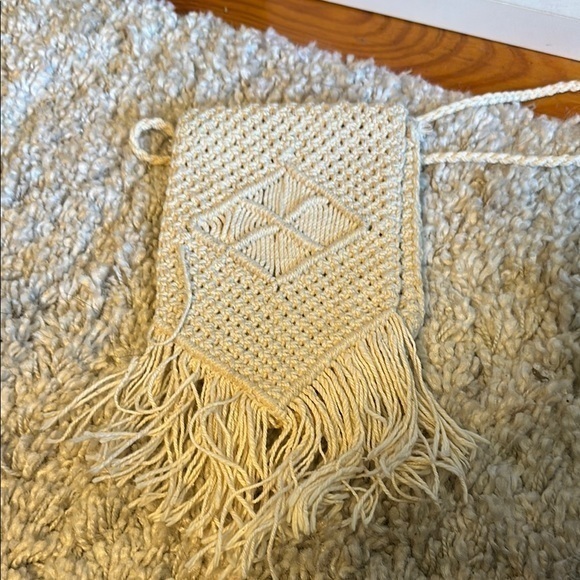 Source Unknown Handbags - Cream Macrame Fringe Bag